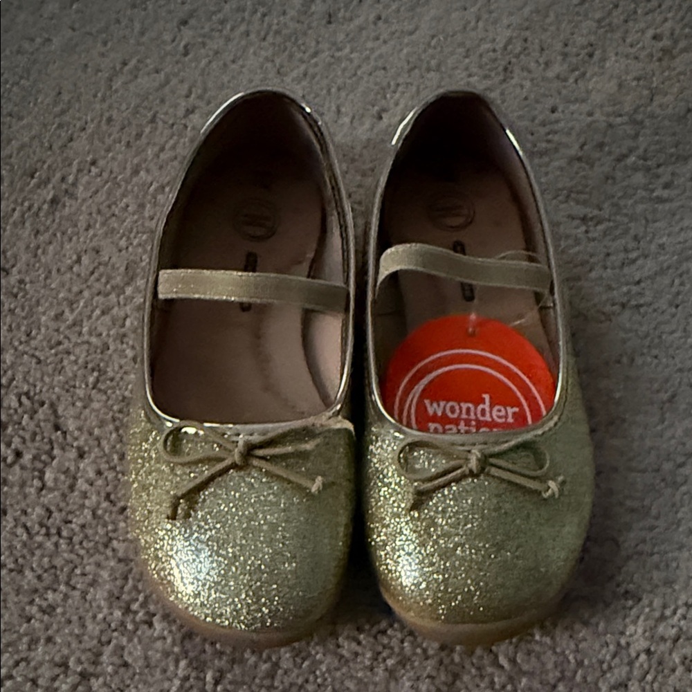 Wonder Nation Glittery Gold Dress Shoes